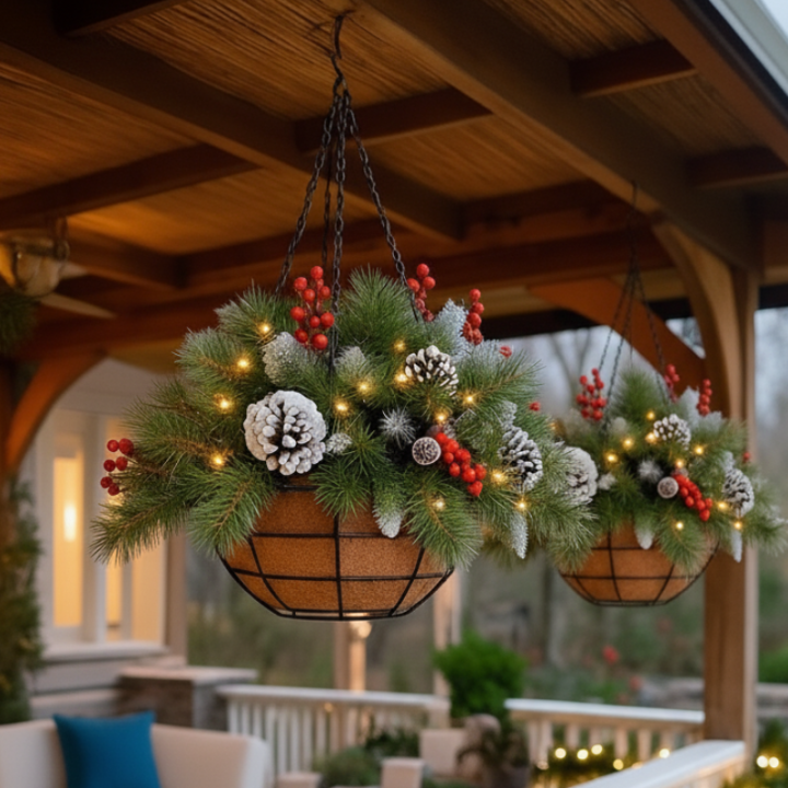 WinterGlow LED‑Hängegesteck™ – Weihnachtsedition