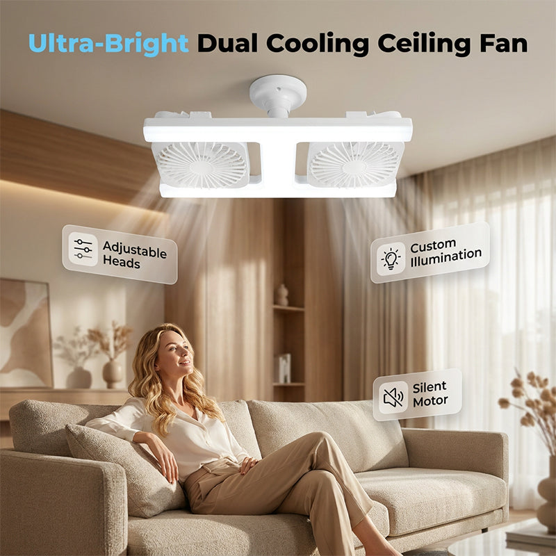 DualBreeze‑Deckenventilator™ — doppelte Frische, modernes LED‑Licht.